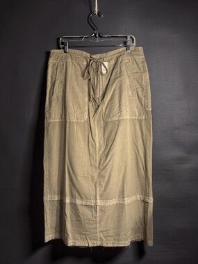 Free People Khaki Drawstring Maxi Skirt